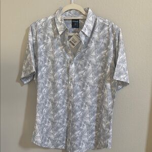 Gray Casual Button Down Shirt with Floral Design